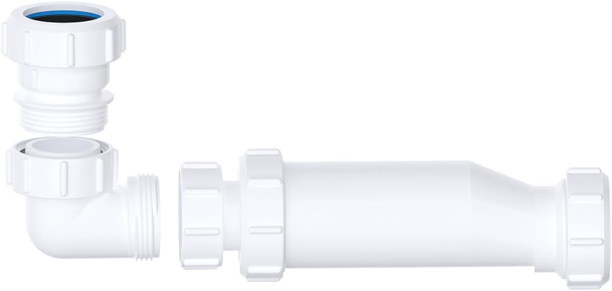 32mm self-sealing waste valve with 90 degree inlet and compression adapter