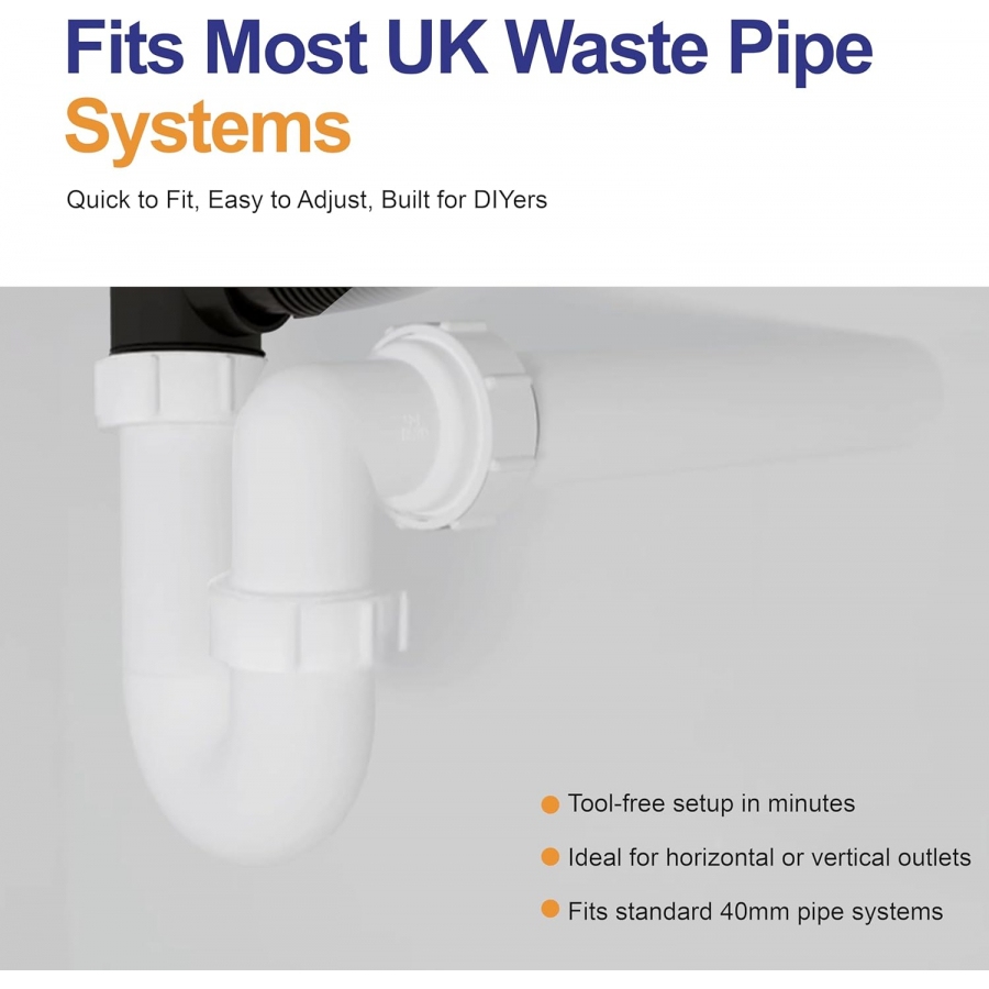 40mm sink trap with universal outlet for plastic copper and lead waste pipe