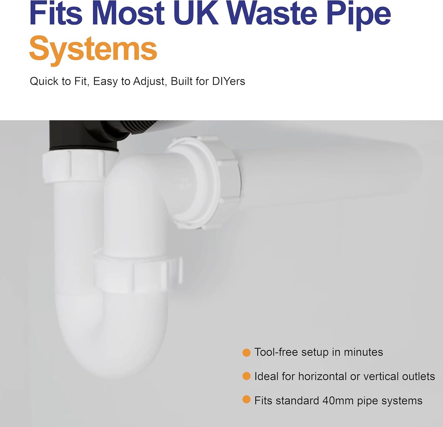 40mm sink trap with universal outlet for plastic copper and lead waste pipe