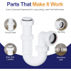 40mm telescopic P trap with universal outlet for waste pipe