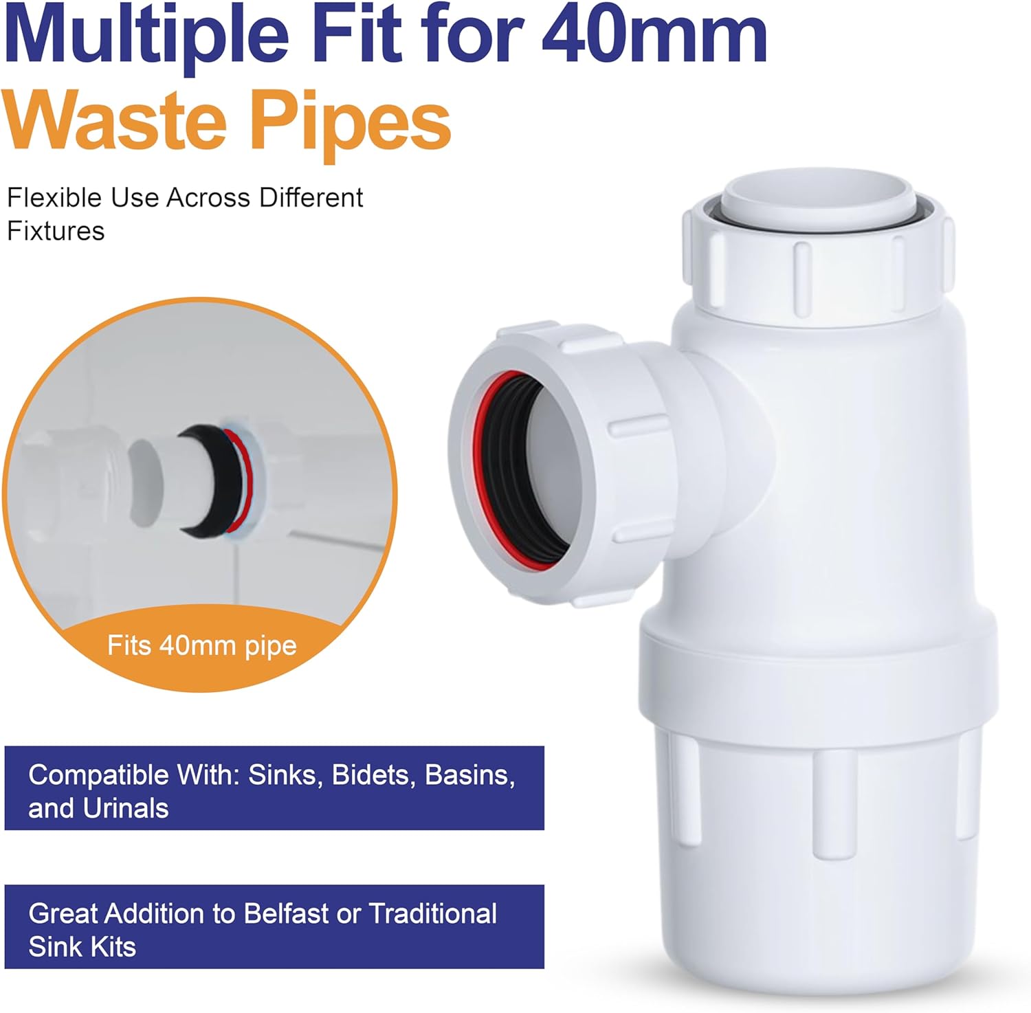 VIVA compression bottle trap for kitchen sink waste installation