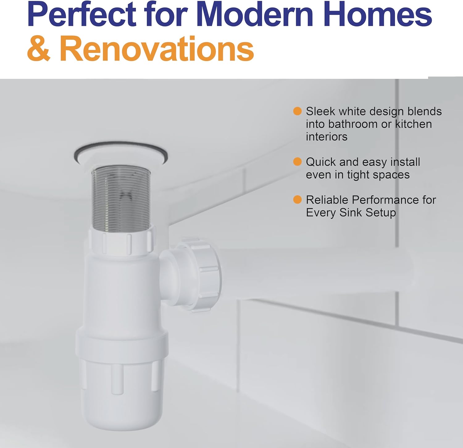 40mm sink bottle trap with universal outlet for waste pipe