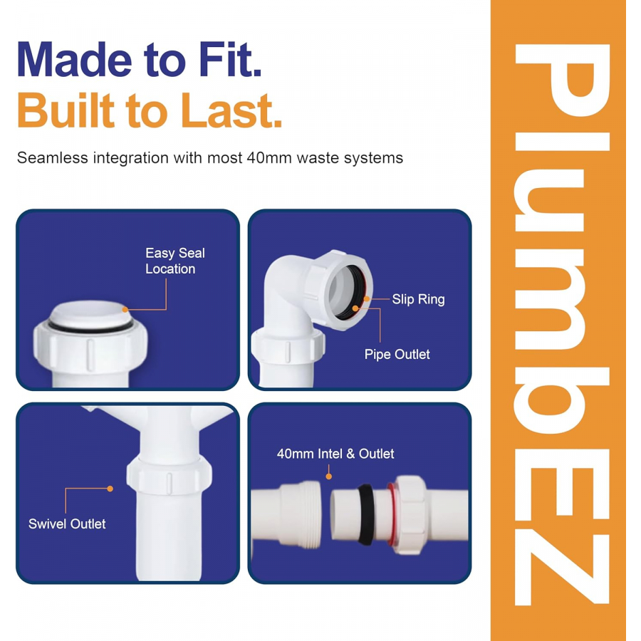 VIVA 1½ inch appliance nozzle trap for kitchen sink waste pipe