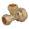 PlumbEZ 22mm x 15mm x 15mm Brass Compression Reducing Tee