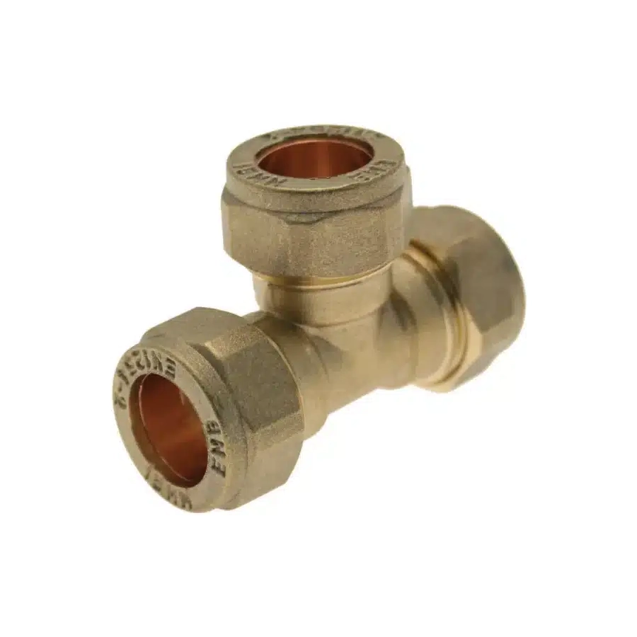 PlumbEZ 15mm Brass Compression Tee – WRAS