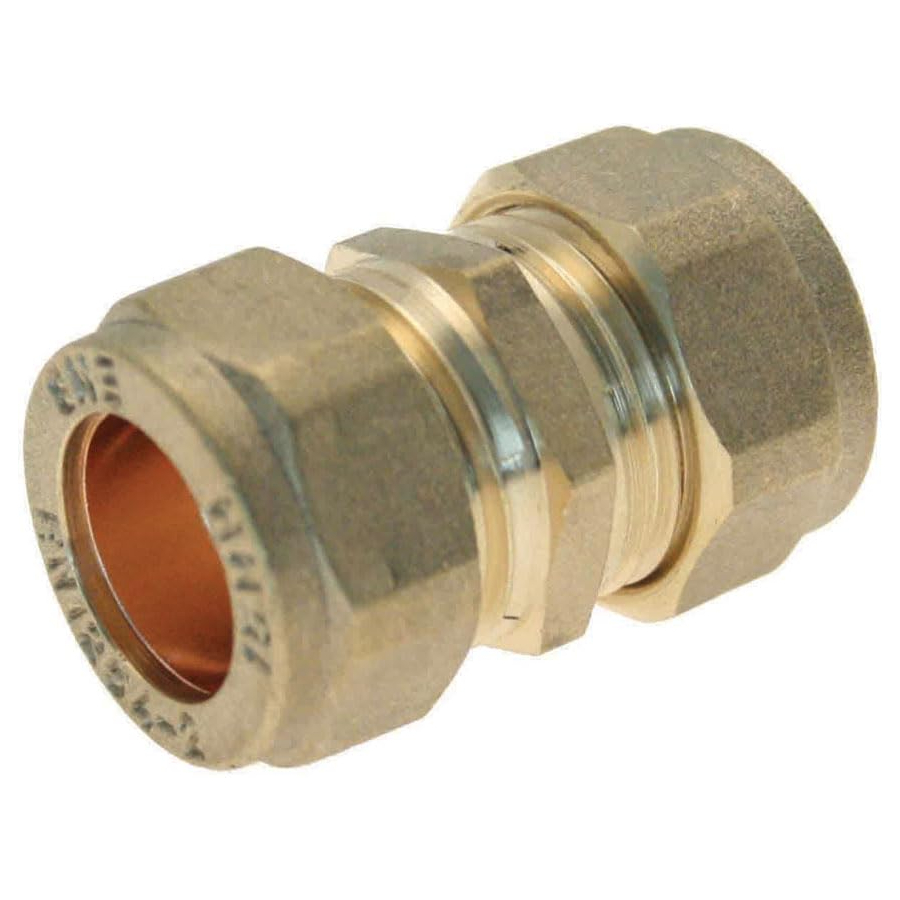 PlumbEZ 22mm Brass Compression Straight Coupling | WRAS