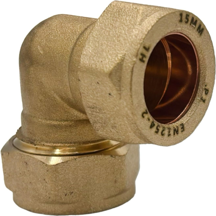 PlumbEZ 8mm Brass Compression Elbow | WRAS 90° Fitting