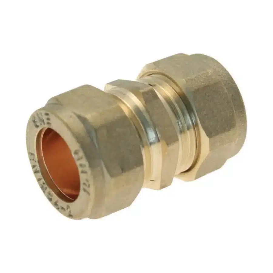 PlumbEZ 10mm Brass Compression Straight Coupling – WRAS