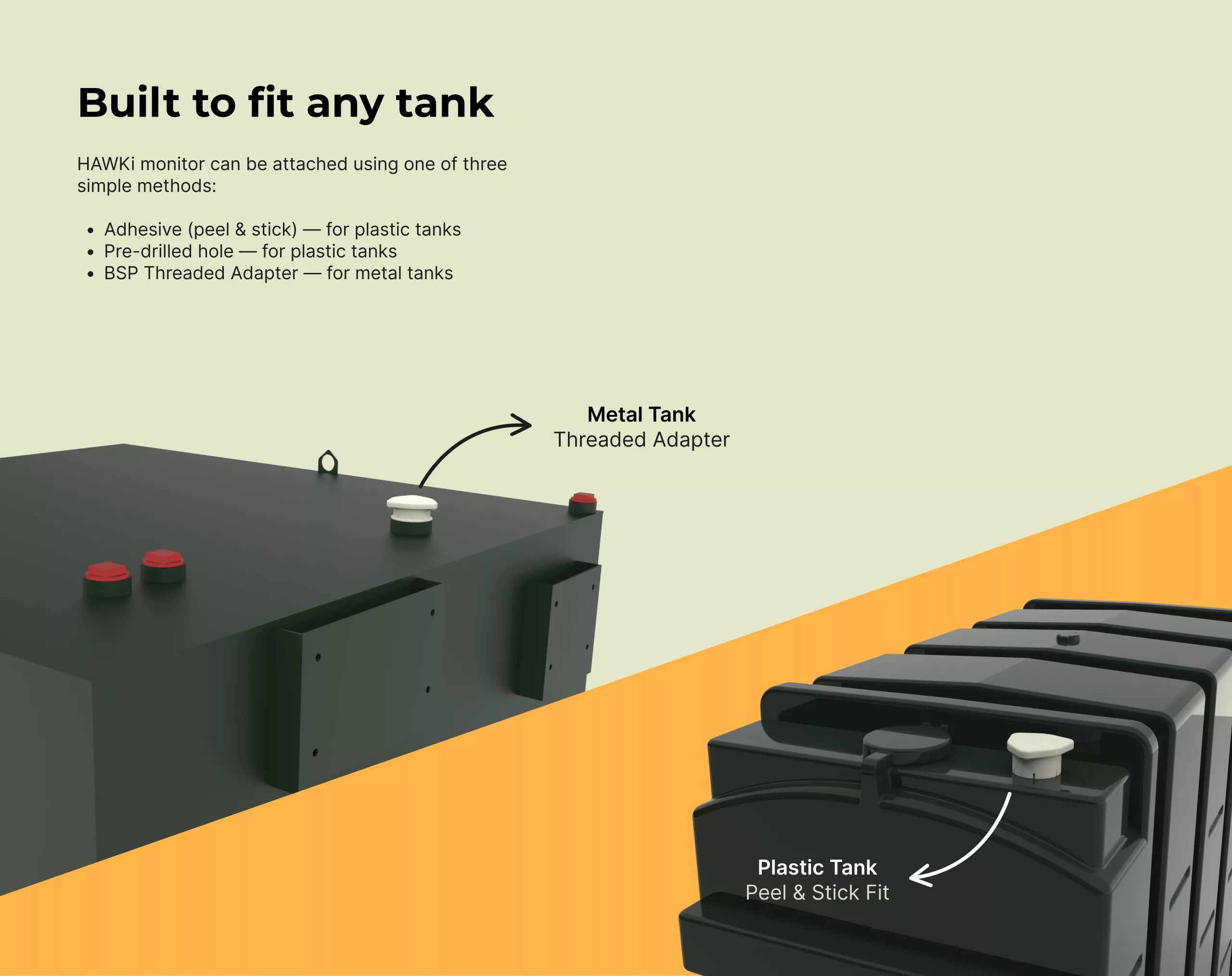 Magnus HAWKi fitted on a metal tank and a plastic tank