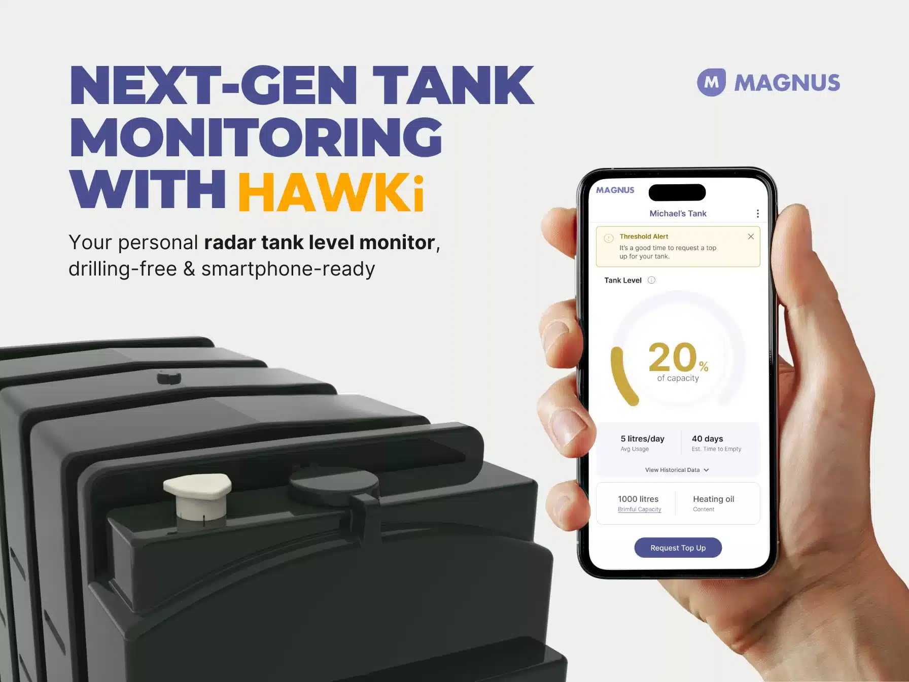 Magnus HAWKi Smart Water Tank Level Monitor for Plastic Tanks - Image 3