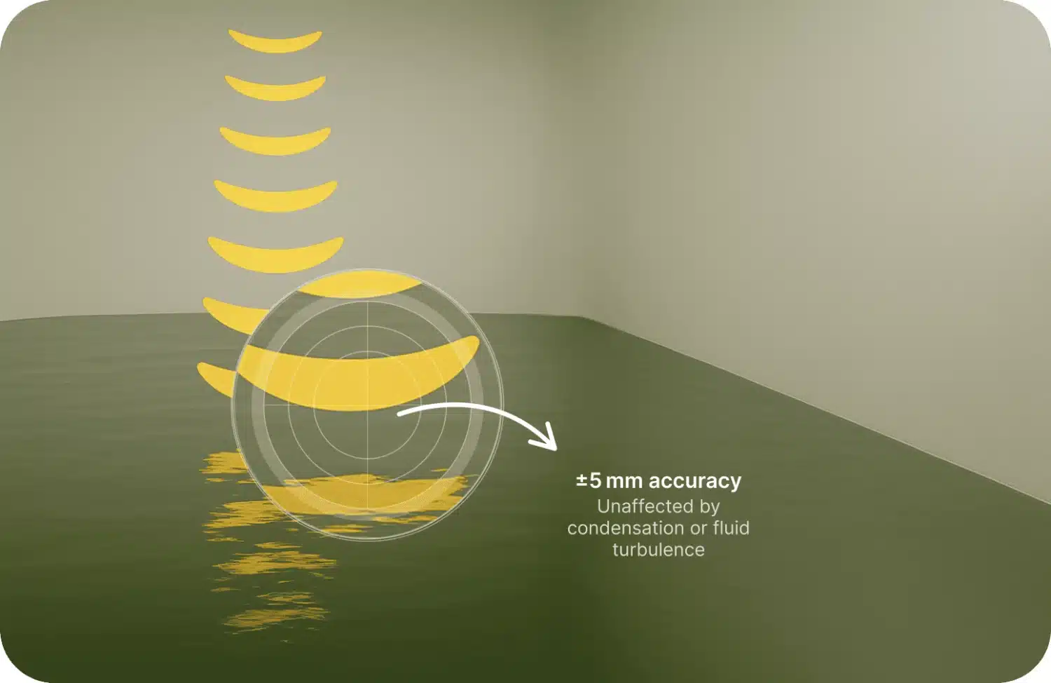 Radar level reading accurate to 5 mm