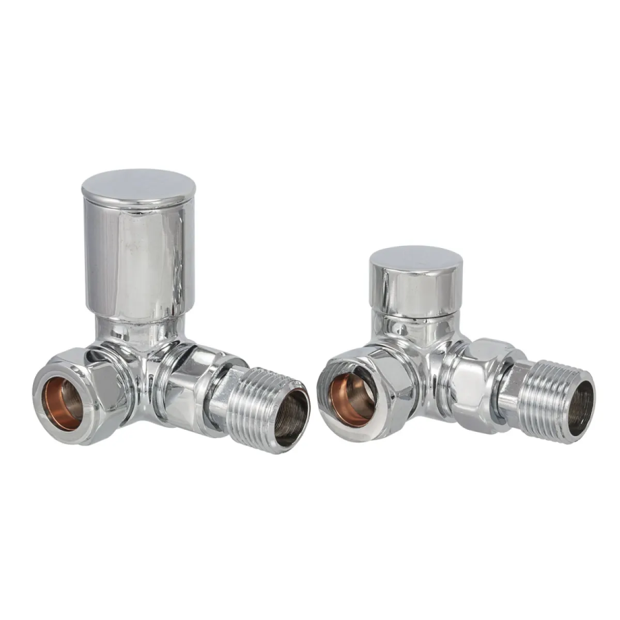 PlumbEZ Chrome Towel Rail Valves Corner pattern (pair)
