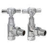 PlumbEZ Chrome Towel Rail Valves Edwardian angled (pair)