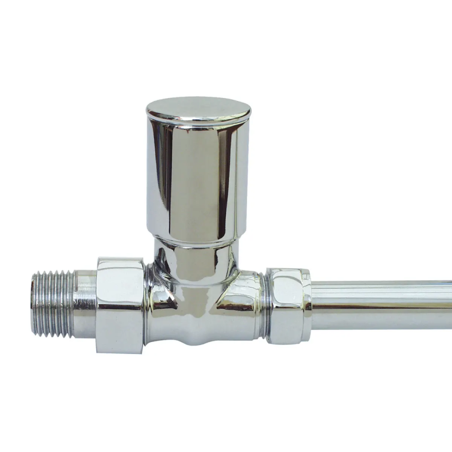 PlumbEZ Chrome Towel Rail Valves Rimini straight (single)