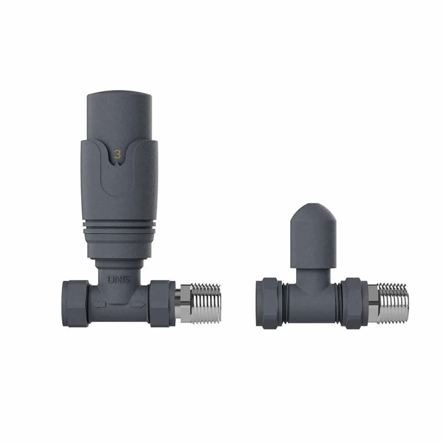 PlumbEZ Designer TRV and Lockshield Pack Anthracite, straight