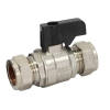 PlumbEZ Isolating Valve 15mm full bore chrome, black handle