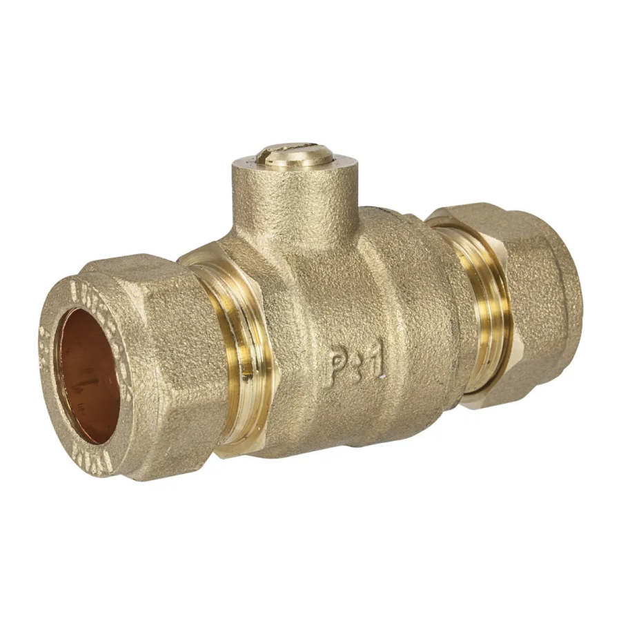 PlumbEZ Isolating Valve 15mm heavy pattern full bore brass