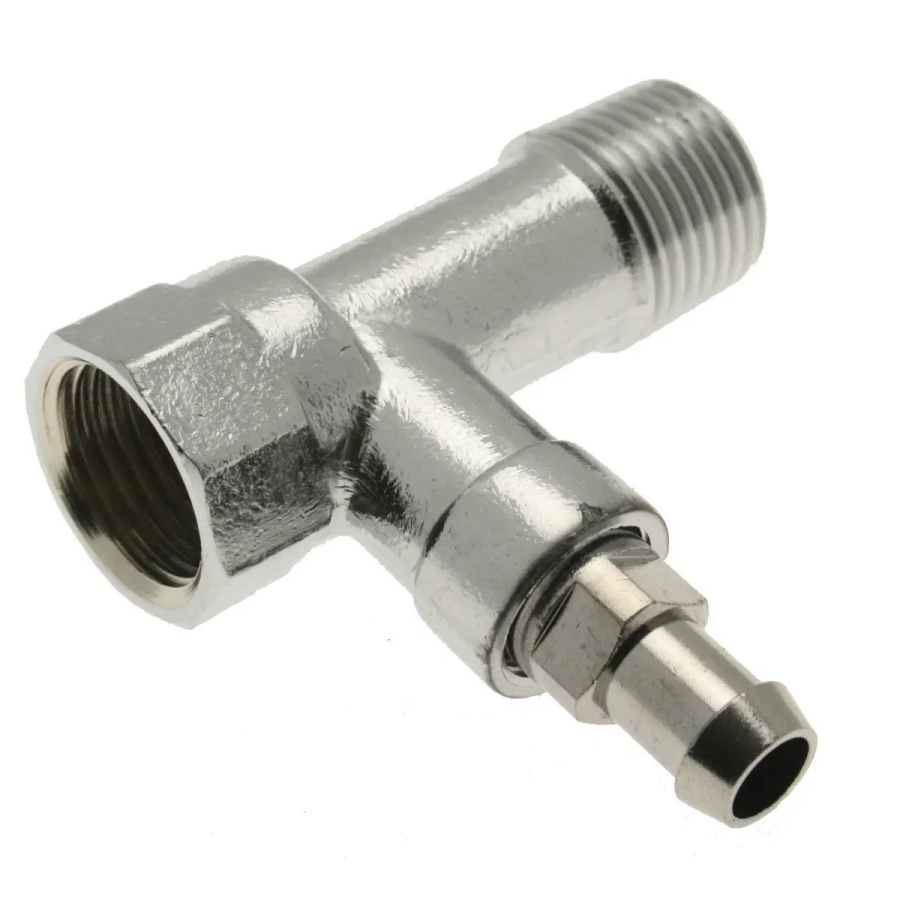 PlumbEZ Radiator Union Tail and Drain Off Drain off ½" M x F chrome