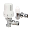 PlumbEZ Thermostatic Radiator Valve Angled pack with lockshield, white head