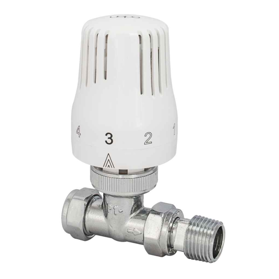PlumbEZ Thermostatic Radiator Valve Straight, white head