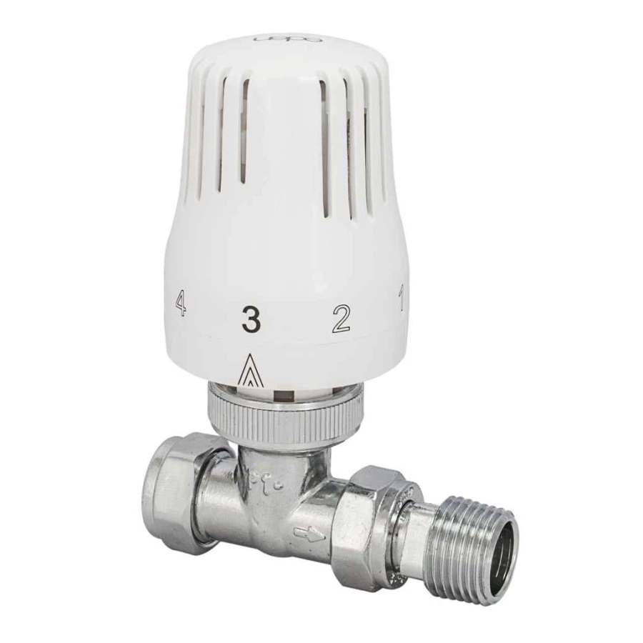 PlumbEZ Thermostatic Radiator Valve Straight, white head