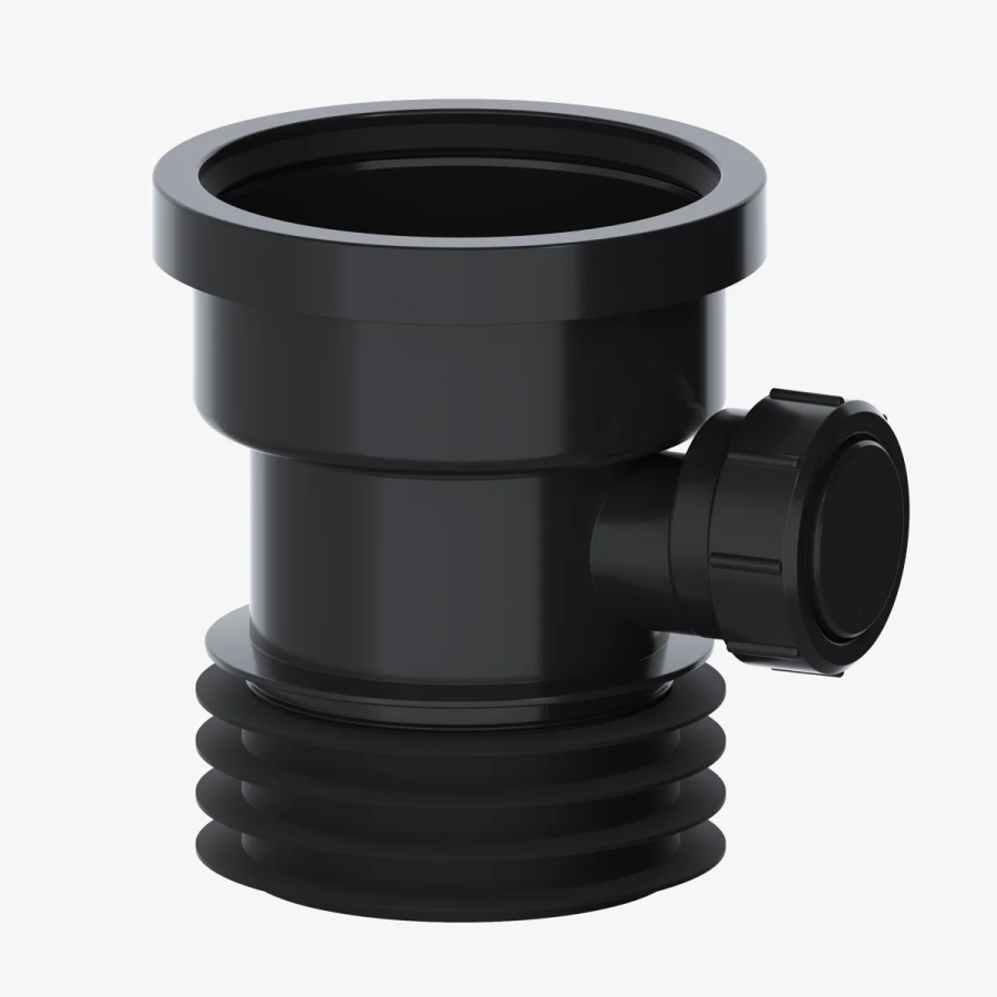 VIVA 4" Drain Connector Straight with 1½" boss, black DC03B