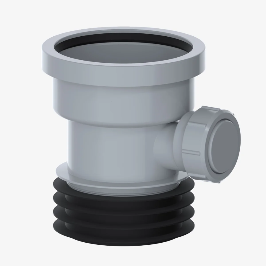 VIVA 4" Drain Connector Straight with 1½" boss, grey DC03G