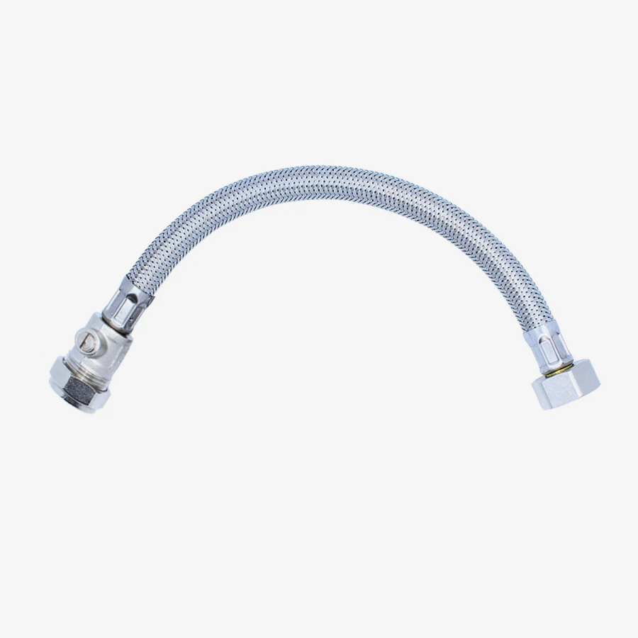 VIVA Flexible Tap Connector with Isolating Valve ½" x 15mm 300mm SSH2