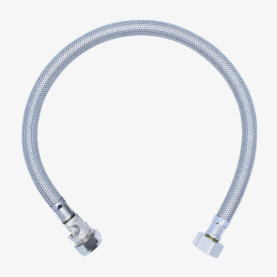 VIVA Flexible Tap Connector with Isolating Valve ½" x 15mm 500mm SSH2/A