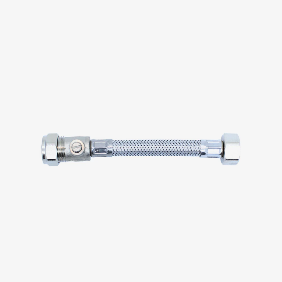 VIVA Flexible Tap Connector with Isolating Valve ½" x 15mm 150mm SSH2/B