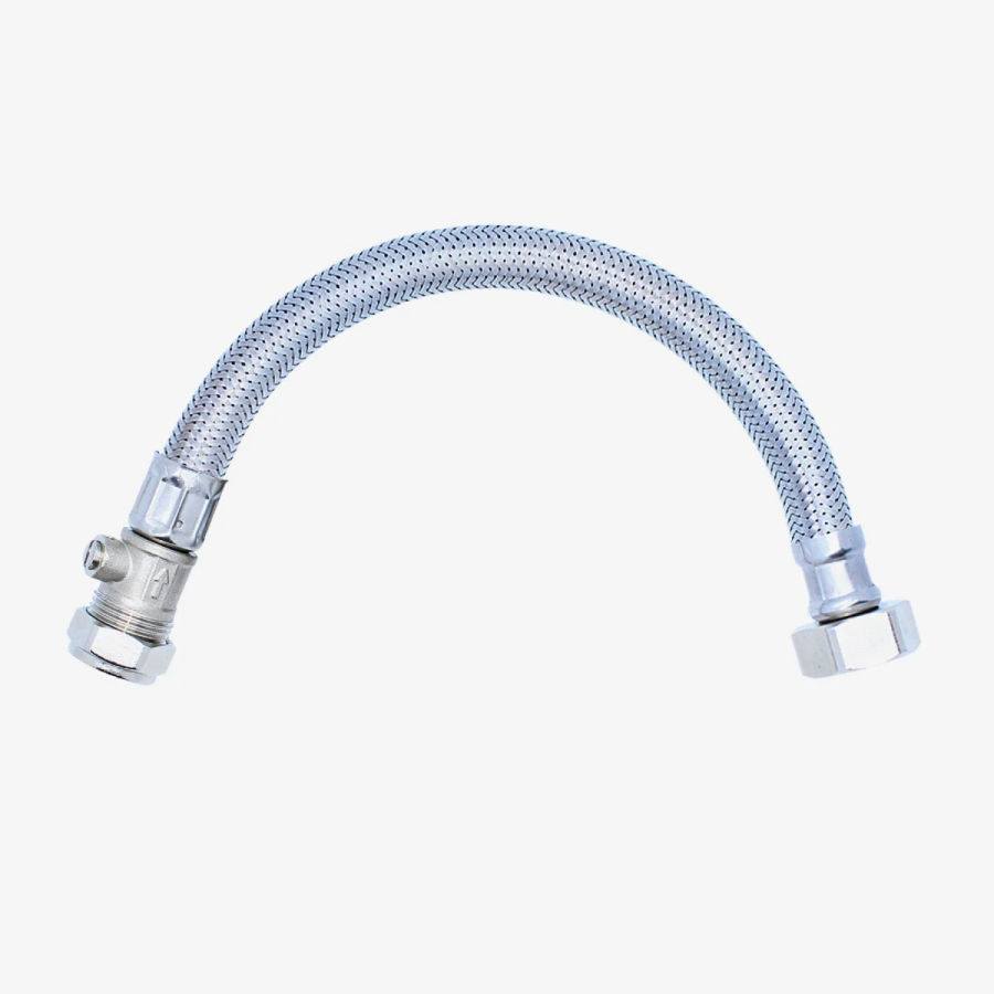 VIVA Flexible Connector with Isolating Valve ¾" x 15mm 300mm SSH9